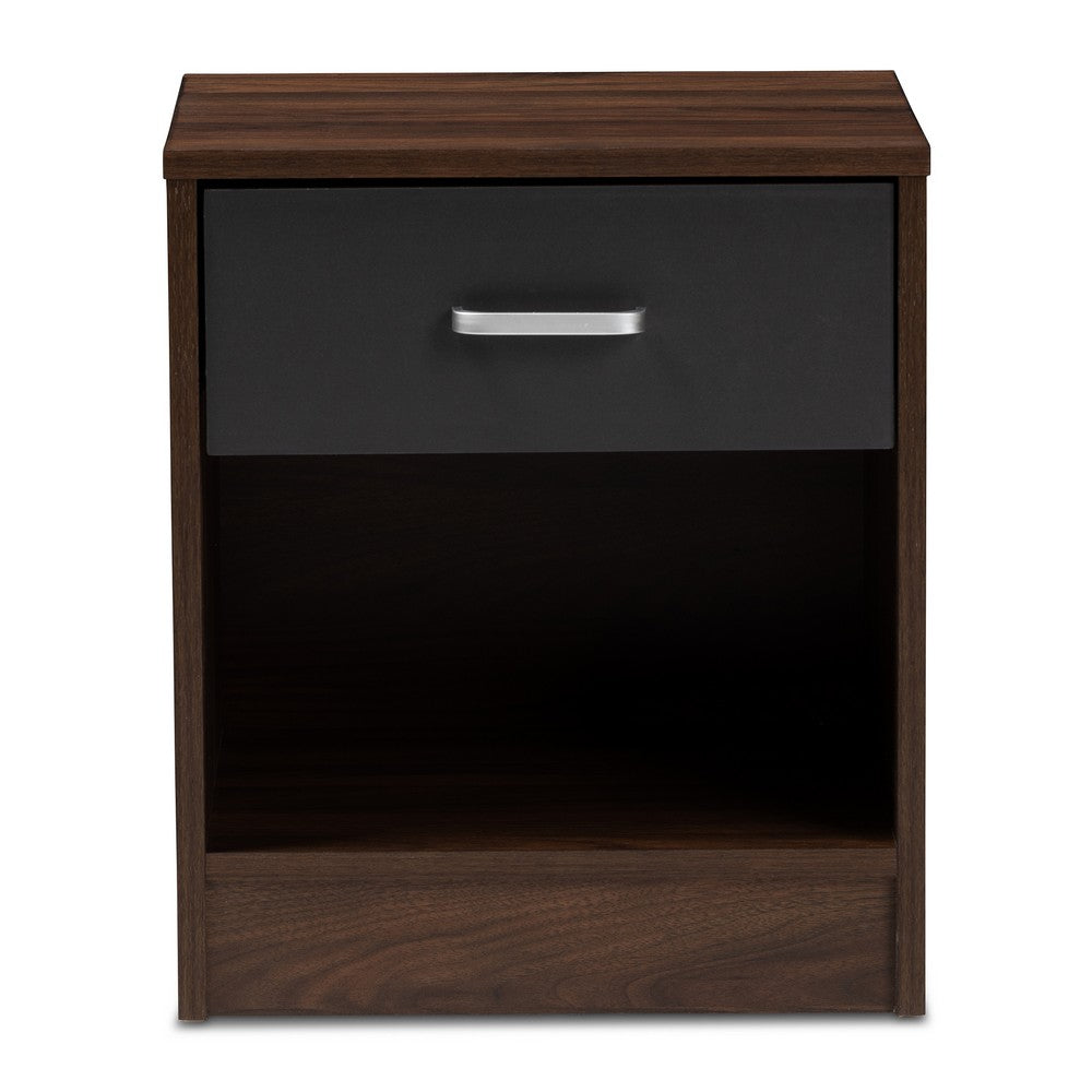 Baxton Studio - Hansel Nightstand in Walnut Brown/Dark Grey - SENT009-Columbia Brown/Dark Grey-NS view 3