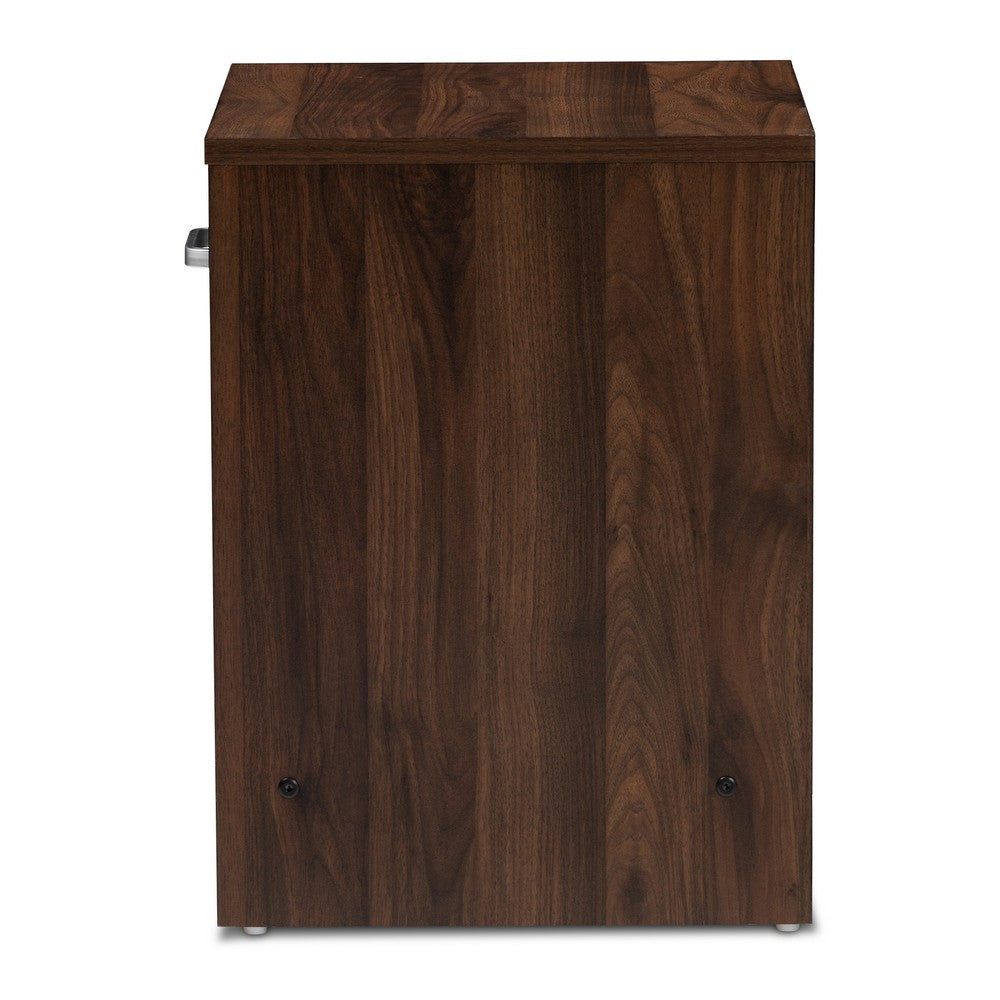 Baxton Studio - Hansel Nightstand in Walnut Brown/Dark Grey - SENT009-Columbia Brown/Dark Grey-NS view 4