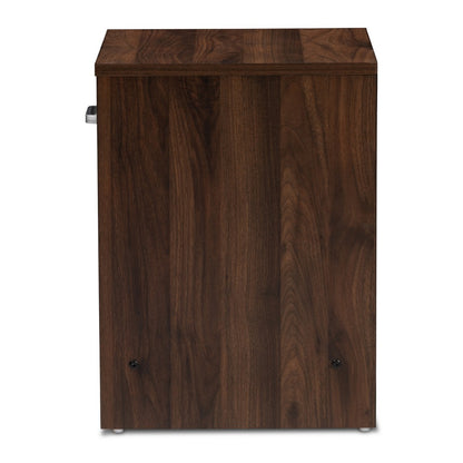 Baxton Studio - Hansel Nightstand in Walnut Brown/Dark Grey - SENT009-Columbia Brown/Dark Grey-NS view 4