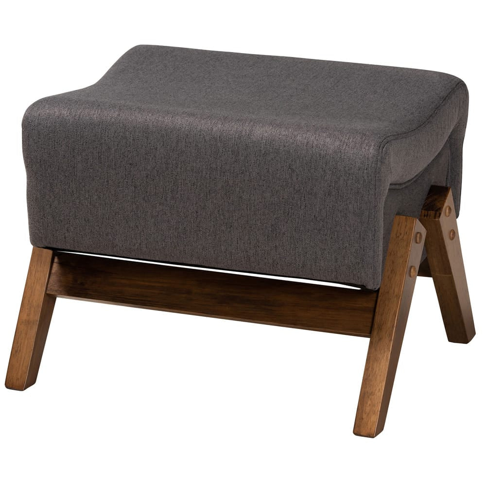 Baxton Studio - Hanson Ottoman in Dark Grey/Walnut Brown - RAC527-Dark Grey-Otto view 1