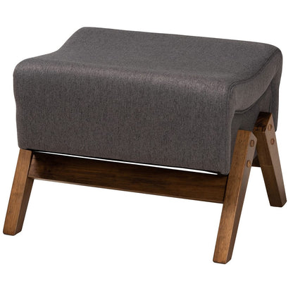 Baxton Studio - Hanson Ottoman in Dark Grey/Walnut Brown - RAC527-Dark Grey-Otto view 1