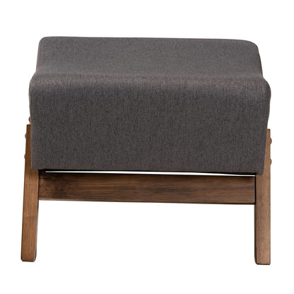 Baxton Studio - Hanson Ottoman in Dark Grey/Walnut Brown - RAC527-Dark Grey-Otto view 2