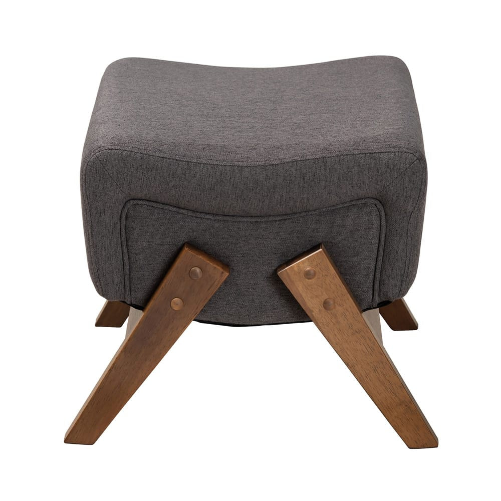 Baxton Studio - Hanson Ottoman in Dark Grey/Walnut Brown - RAC527-Dark Grey-Otto view 3