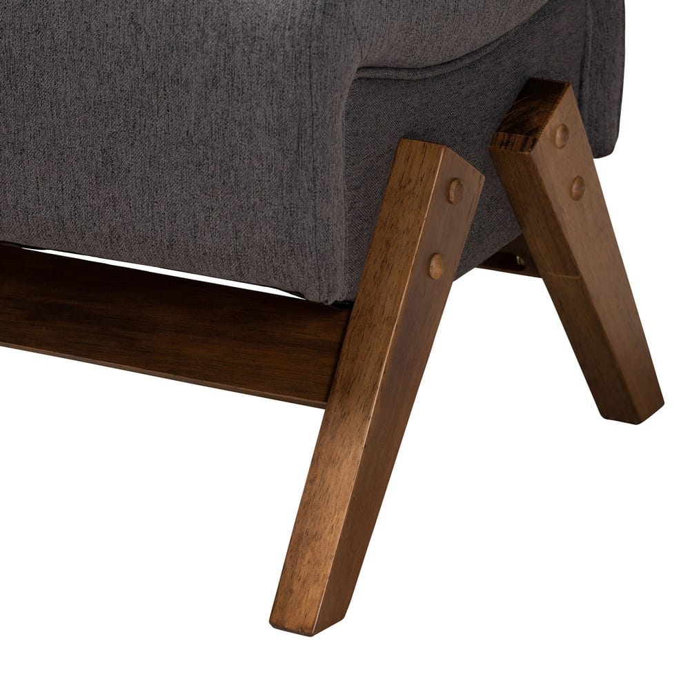 Baxton Studio - Hanson Ottoman in Dark Grey/Walnut Brown - RAC527-Dark Grey-Otto view 4