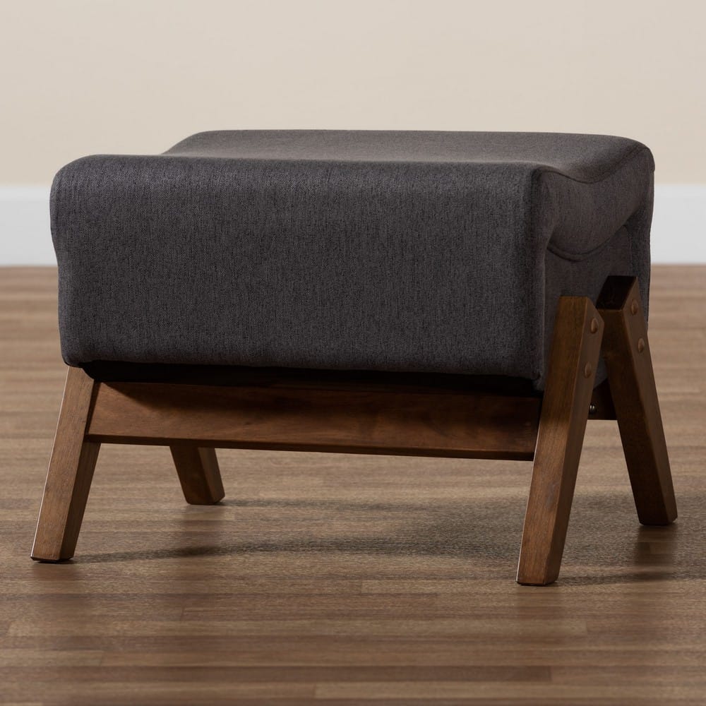 Baxton Studio - Hanson Ottoman in Dark Grey/Walnut Brown - RAC527-Dark Grey-Otto view 7