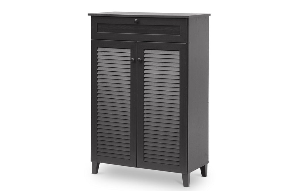 Baxton Studio - Harding Shoe Cabinet in Dark Brown - FP-03LV-Espresso view 1