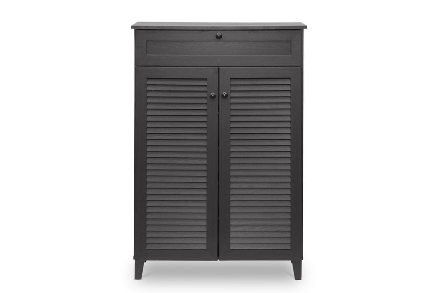 Baxton Studio - Harding Shoe Cabinet in Dark Brown - FP-03LV-Espresso view 2