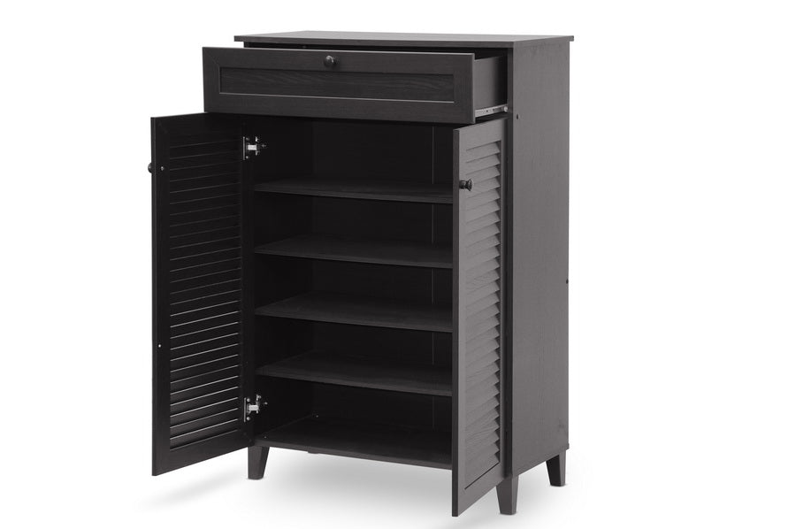 Baxton Studio - Harding Shoe Cabinet in Dark Brown - FP-03LV-Espresso view 3