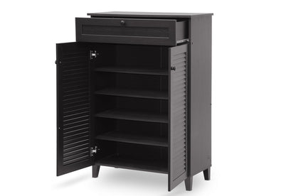 Baxton Studio - Harding Shoe Cabinet in Dark Brown - FP-03LV-Espresso view 3