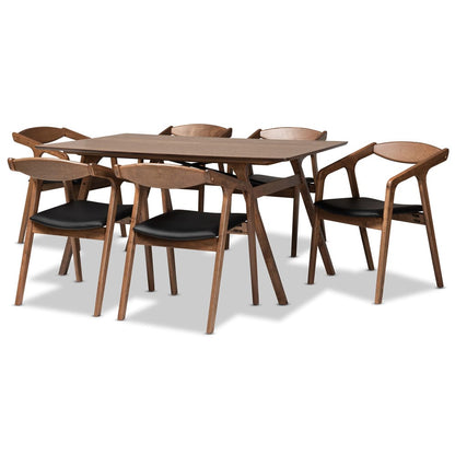 Baxton Studio - Harland Dining Set in Black/Walnut Brown - RDC809B-AC-Black/Walnut-7PC Dining Set view 1