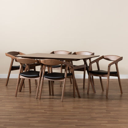 Baxton Studio - Harland Dining Set in Black/Walnut Brown - RDC809B-AC-Black/Walnut-7PC Dining Set view 8