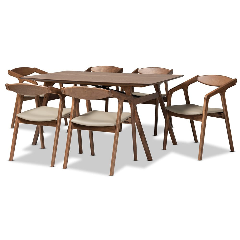 Baxton Studio - Harland Dining Set in Grey/Walnut Brown - RDC809B-AC-Steel/Walnut-7PC Dining Set view 1
