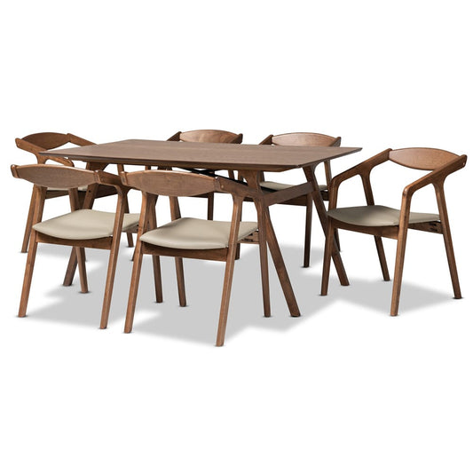 Baxton Studio - Harland Dining Set in Grey/Walnut Brown - RDC809B-AC-Steel/Walnut-7PC Dining Set view 1