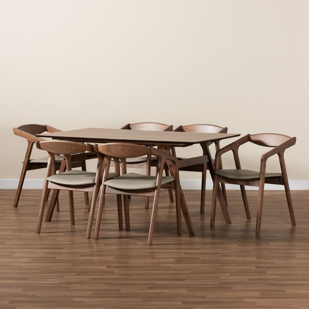 Baxton Studio - Harland Dining Set in Grey/Walnut Brown - RDC809B-AC-Steel/Walnut-7PC Dining Set view 8
