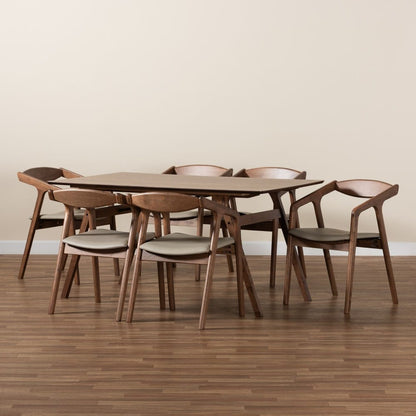 Baxton Studio - Harland Dining Set in Grey/Walnut Brown - RDC809B-AC-Steel/Walnut-7PC Dining Set view 8