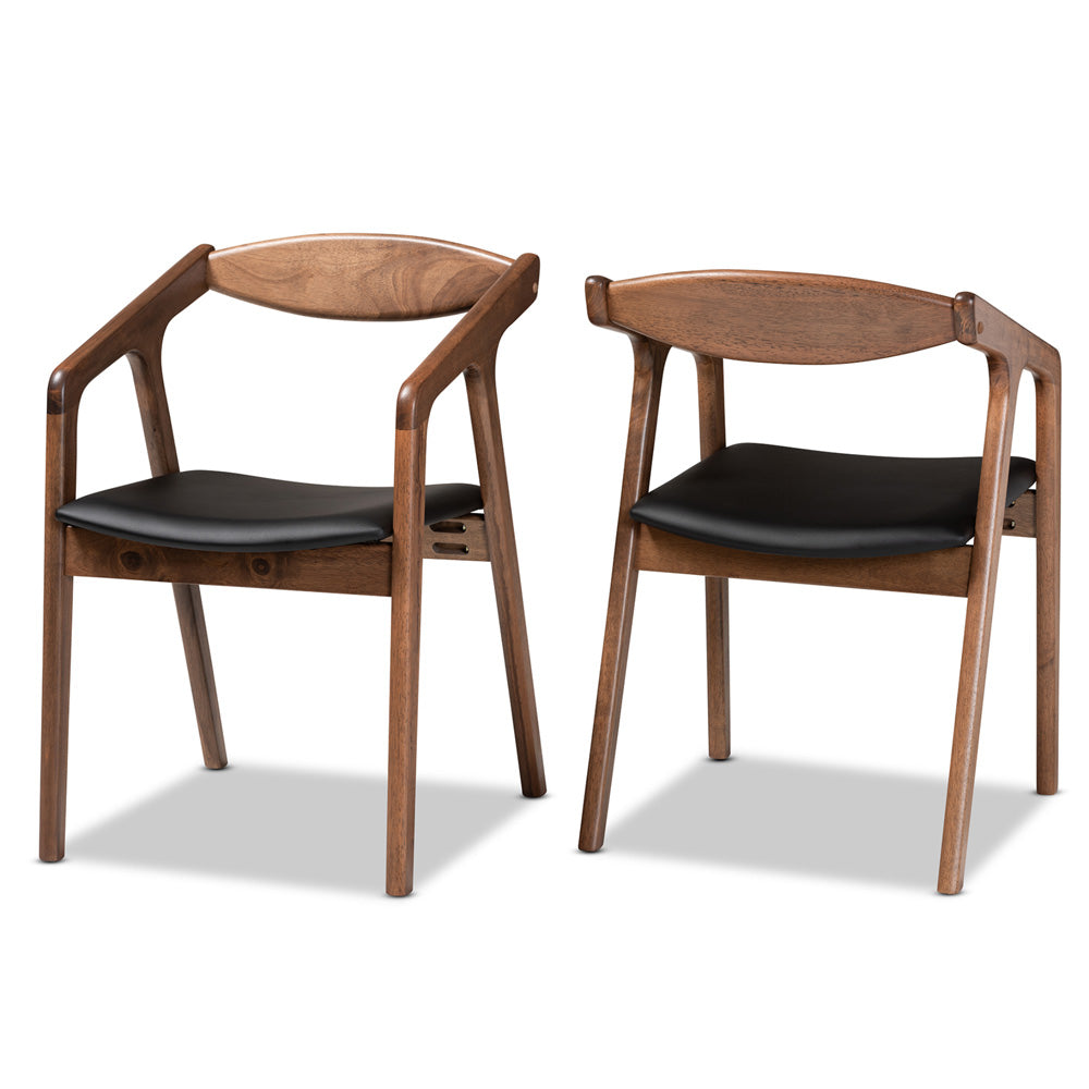 Baxton Studio - Harland Set of 2 Dining Chairs in Black/Walnut Brown - RDC809B-AC-Black/Walnut-DC view 1