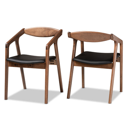 Baxton Studio - Harland Set of 2 Dining Chairs in Black/Walnut Brown - RDC809B-AC-Black/Walnut-DC view 1