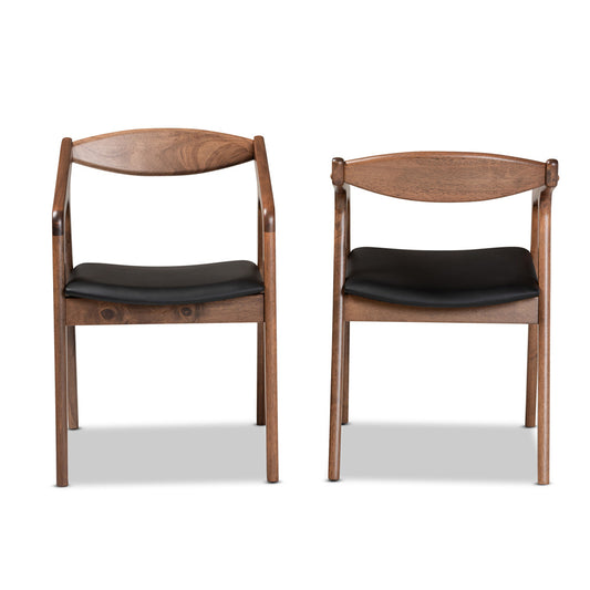 Baxton Studio - Harland Set of 2 Dining Chairs in Black/Walnut Brown - RDC809B-AC-Black/Walnut-DC view 2