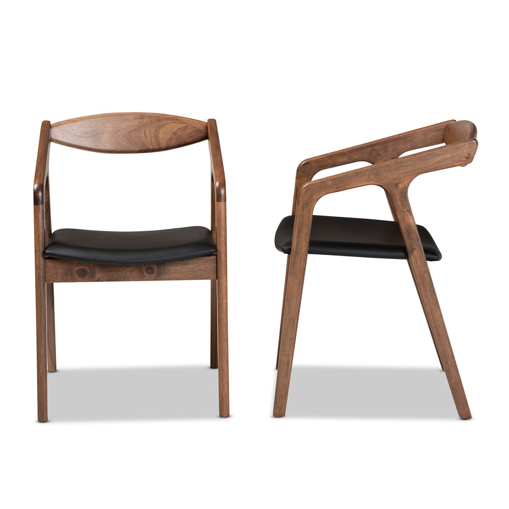 Baxton Studio - Harland Set of 2 Dining Chairs in Black/Walnut Brown - RDC809B-AC-Black/Walnut-DC view 3
