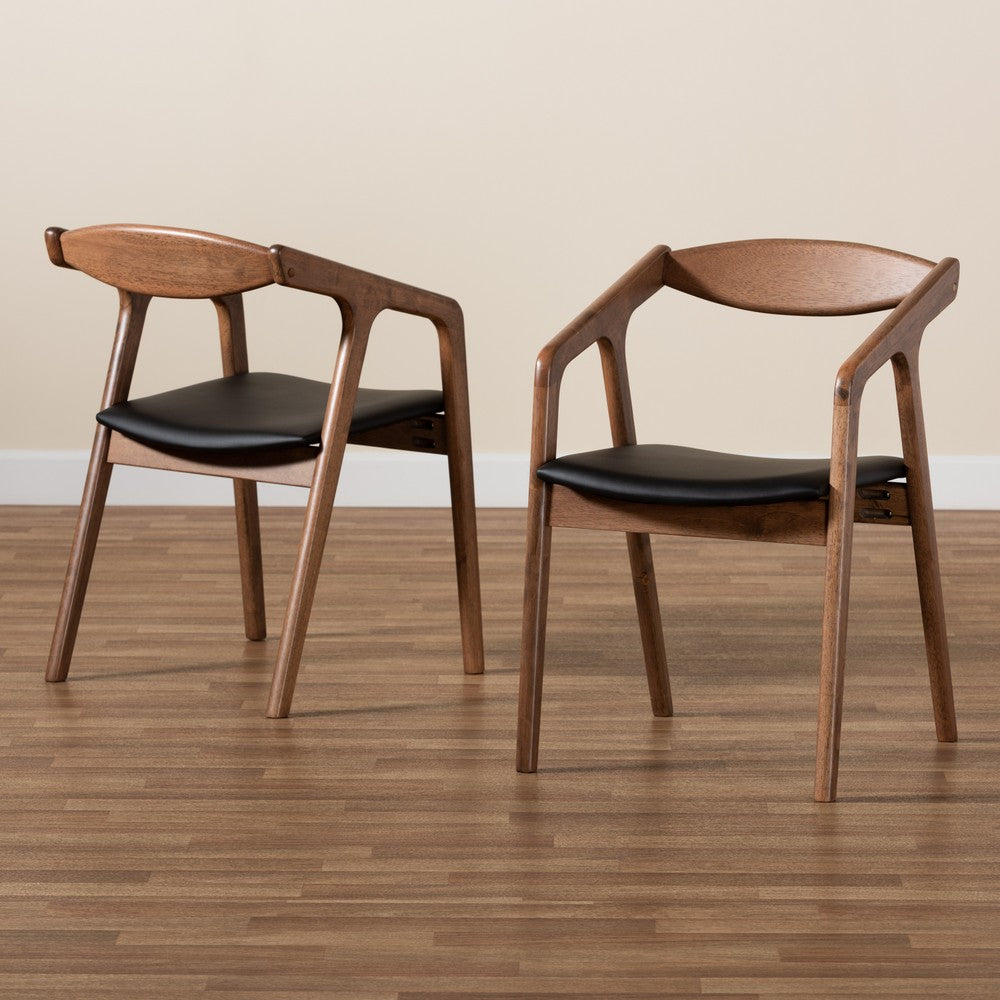 Baxton Studio - Harland Set of 2 Dining Chairs in Black/Walnut Brown - RDC809B-AC-Black/Walnut-DC view 8