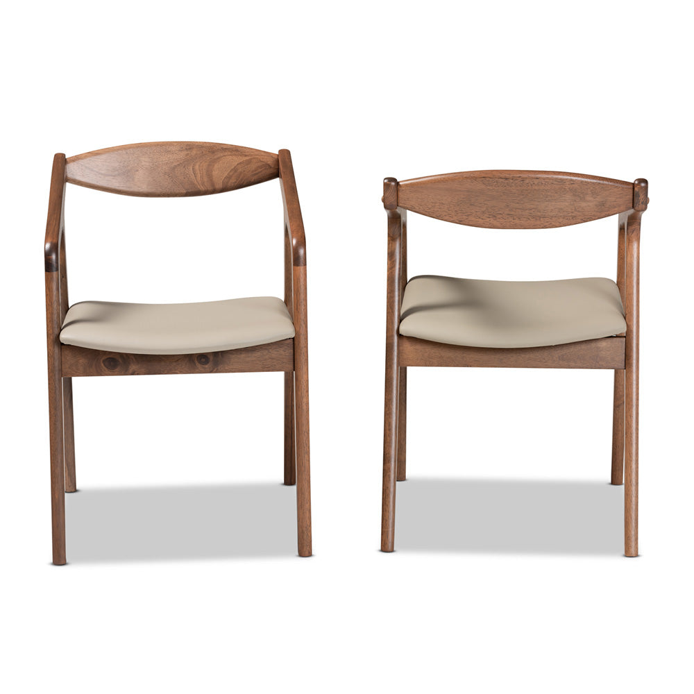 Baxton Studio - Harland Set of 2 Dining Chairs in Grey/Walnut Brown - RDC809B-AC-Steel/Walnut-DC view 2