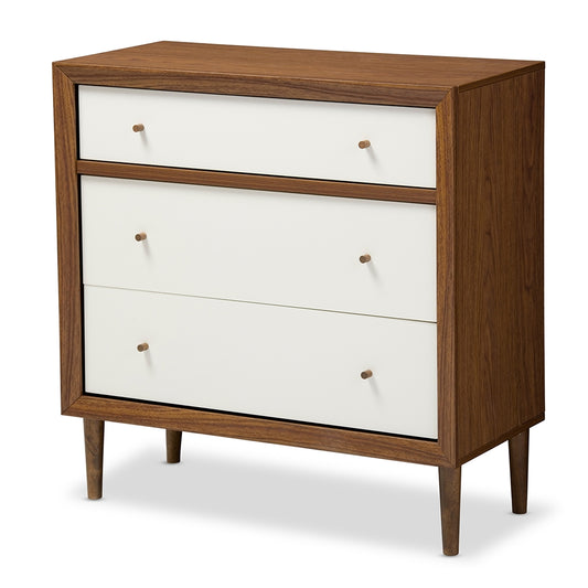Baxton Studio - Harlow Chest in "Walnut" Brown/White - FP-6782-Walnut/White view 1