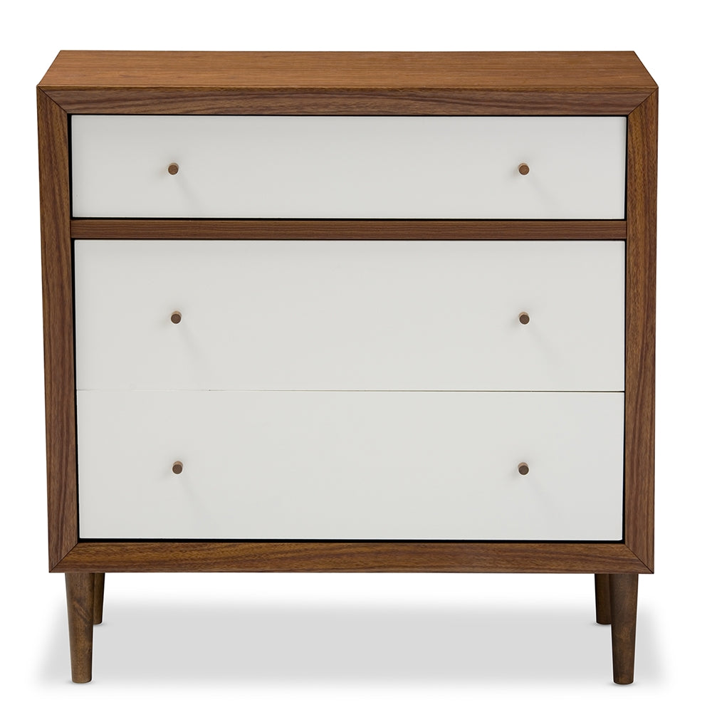 Baxton Studio - Harlow Chest in "Walnut" Brown/White - FP-6782-Walnut/White view 2