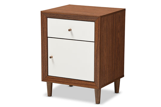 Baxton Studio - Harlow Nightstand - FP-6783-Walnut/White-NS view 1