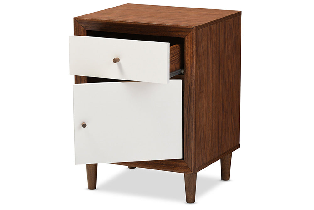 Baxton Studio - Harlow Nightstand - FP-6783-Walnut/White-NS view 3