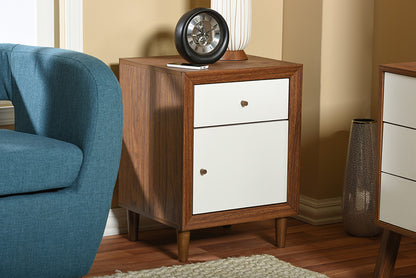 Baxton Studio - Harlow Nightstand - FP-6783-Walnut/White-NS view 4