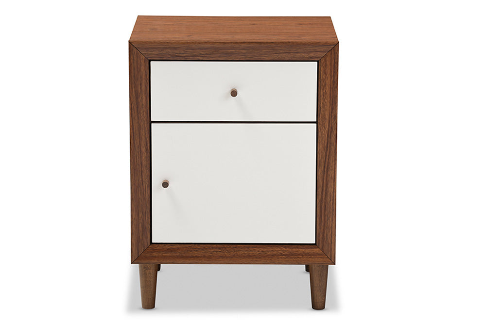 Baxton Studio - Harlow Nightstand - FP-6783-Walnut/White-NS view 5