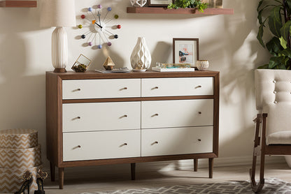 Baxton Studio - Harlow Storage Cabinet - FP-6781-Walnut/White view 4