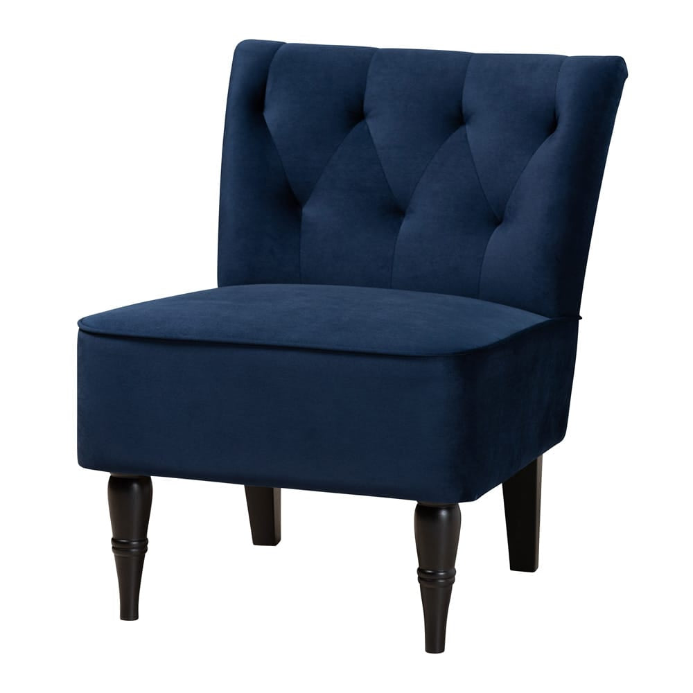 Baxton Studio - Harmon Chair in Navy Blue/Black - RAC515FB-Navy Blue Velvet/Black-CC view 1