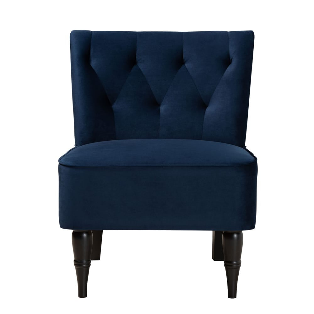 Baxton Studio - Harmon Chair in Navy Blue/Black - RAC515FB-Navy Blue Velvet/Black-CC view 2