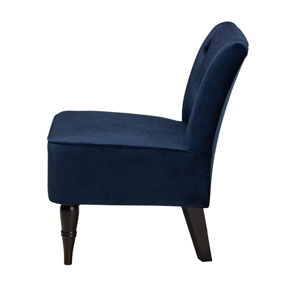 Baxton Studio - Harmon Chair in Navy Blue/Black - RAC515FB-Navy Blue Velvet/Black-CC view 3