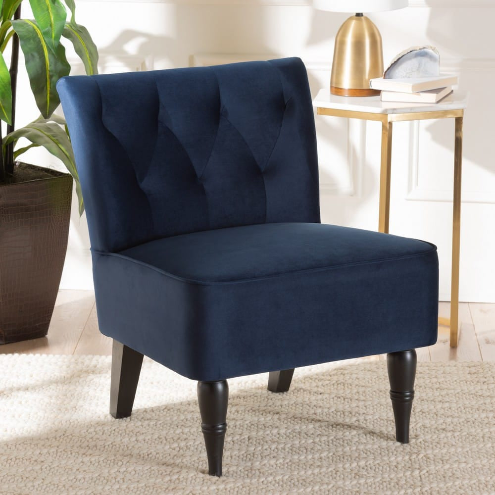 Baxton Studio - Harmon Chair in Navy Blue/Black - RAC515FB-Navy Blue Velvet/Black-CC view 8