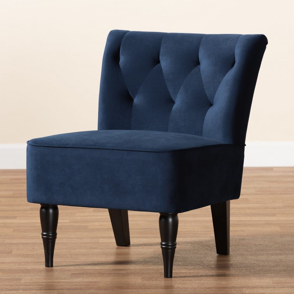 Baxton Studio - Harmon Chair in Navy Blue/Black - RAC515FB-Navy Blue Velvet/Black-CC view 9