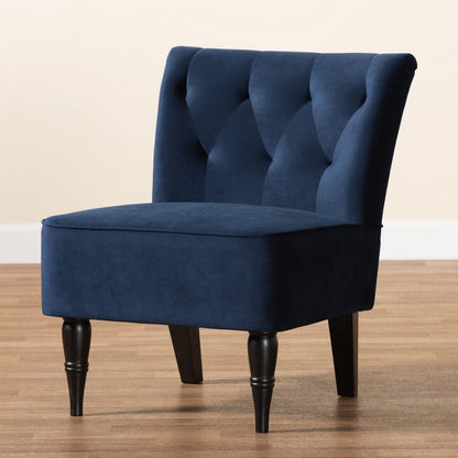 Baxton Studio - Harmon Chair in Navy Blue/Black - RAC515FB-Navy Blue Velvet/Black-CC view 9