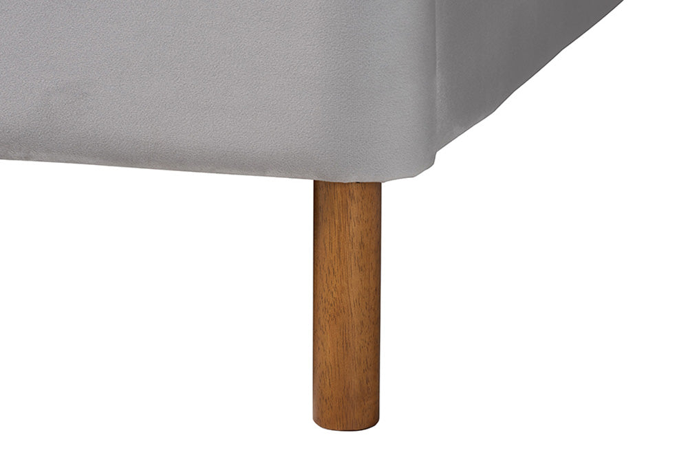 Baxton Studio - Harrell Queen Size Bed - BBT61161-Light Grey/Walnut-Queen view 6