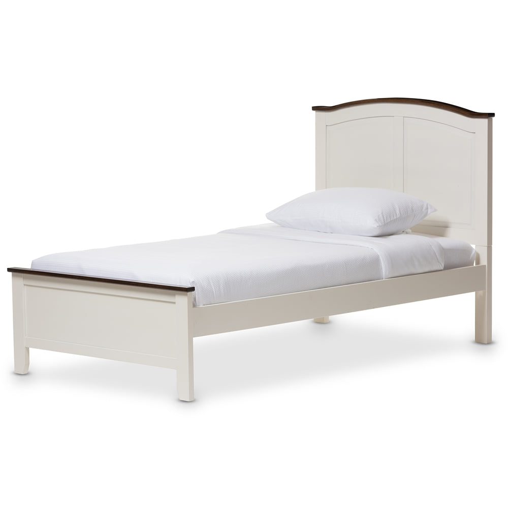 Baxton Studio - Harry Twin Size Bed in "Milky" Cream/"Walnut" Brown - SB344-Twin-Butter Milk/Walnut view 1