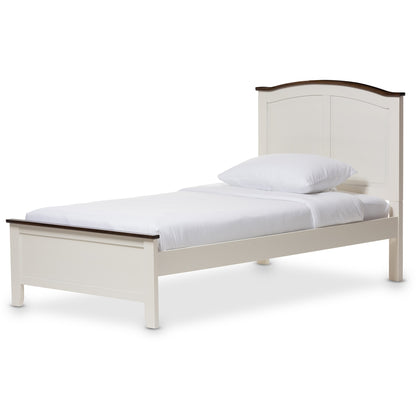 Baxton Studio - Harry Twin Size Bed in "Milky" Cream/"Walnut" Brown - SB344-Twin-Butter Milk/Walnut view 1
