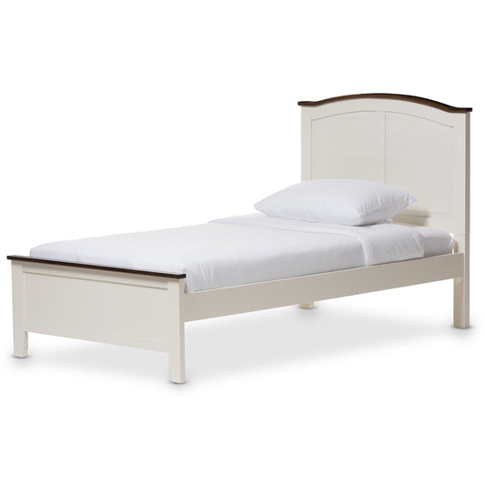 Baxton Studio - Harry Twin Size Bed in "Milky" Cream/"Walnut" Brown - SB344-Twin-Butter Milk/Walnut view 1