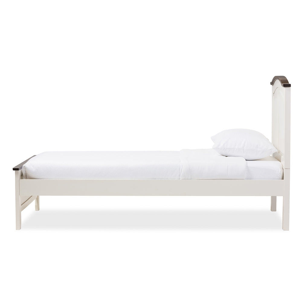 Baxton Studio - Harry Twin Size Bed in "Milky" Cream/"Walnut" Brown - SB344-Twin-Butter Milk/Walnut view 2