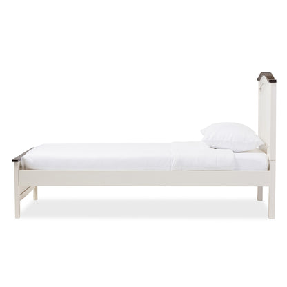 Baxton Studio - Harry Twin Size Bed in "Milky" Cream/"Walnut" Brown - SB344-Twin-Butter Milk/Walnut view 2