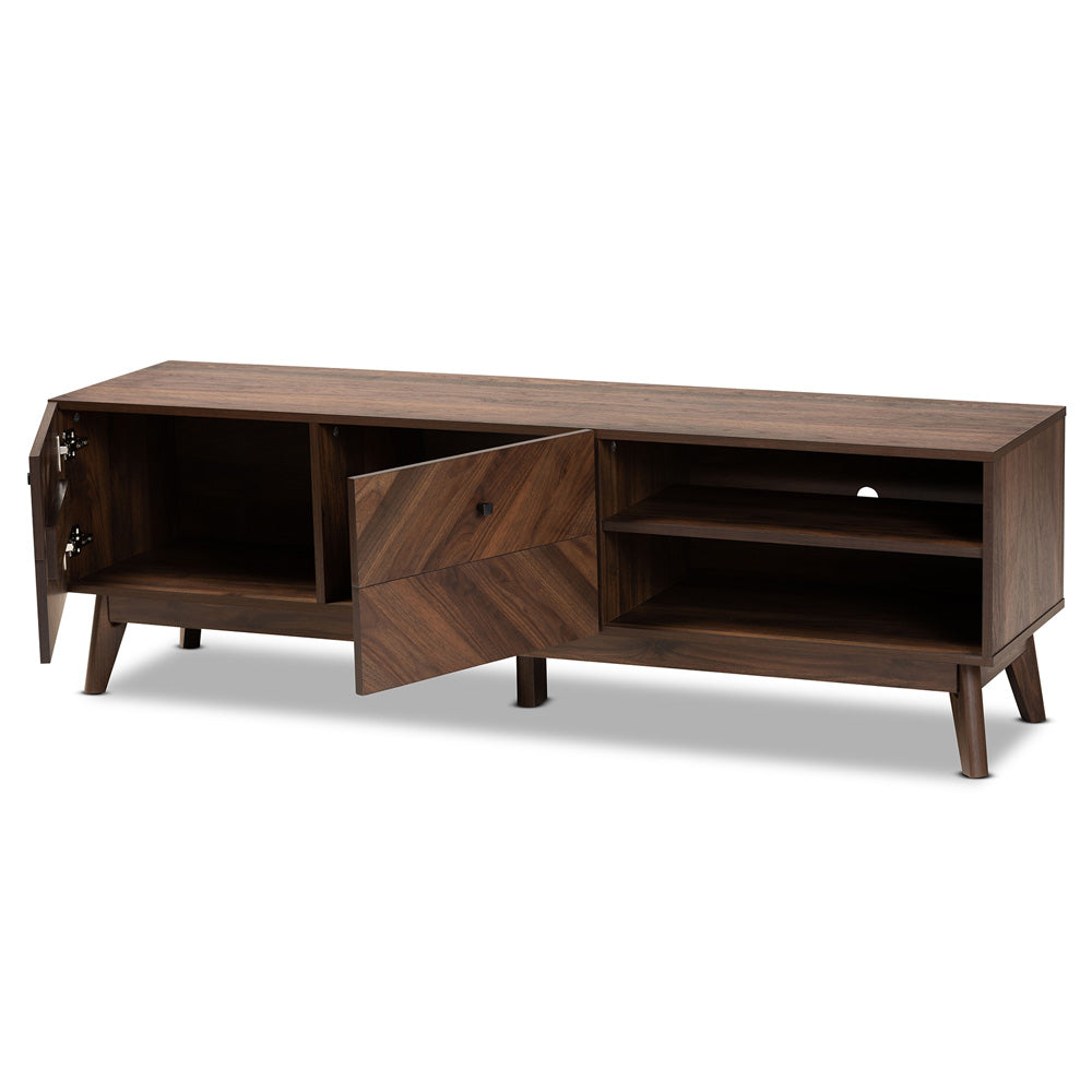 Baxton Studio - Hartman TV Stand in Walnut Brown - LV23TV2312WI-Columbia-TV view 2