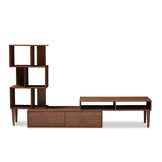 Baxton Studio - Haversham TV Stand in "Walnut" Brown - FP-6784-Walnut-TV view 2
