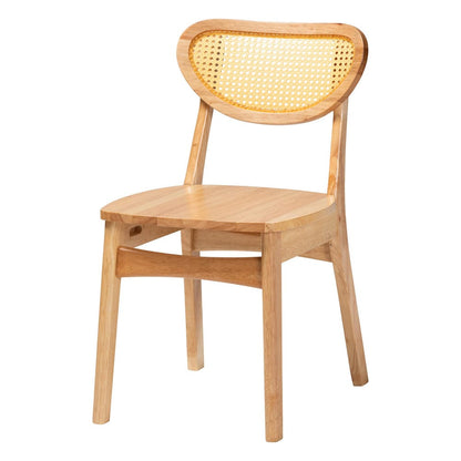 Baxton Studio - Haviland Dining Set in Oak Brown/Light Brown - RH256C-Natural Rattan-Rectangle-5PC Dining Set view 2
