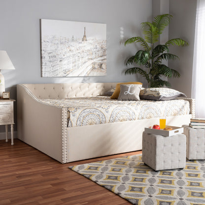 Baxton Studio - Haylie Queen Size Daybed in Beige - CF9046-B-Beige-Daybed-Q view 6