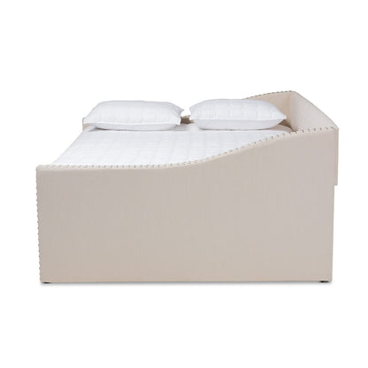 Baxton Studio - Haylie Queen Size Daybed with Trundle in Beige - CF9046-Beige-Daybed-Q/T view 3