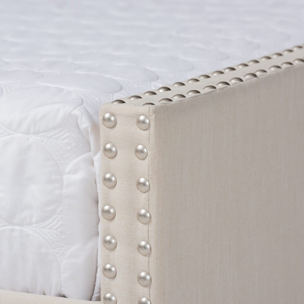Baxton Studio - Haylie Queen Size Daybed with Trundle in Beige - CF9046-Beige-Daybed-Q/T view 7